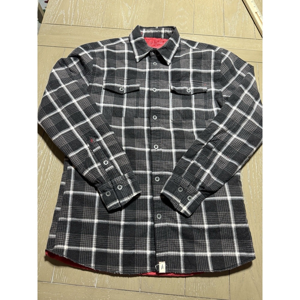 Altamont Andrew Reynolds Workwear Shacket Lined Plaid Flannel Mens Medium Gray